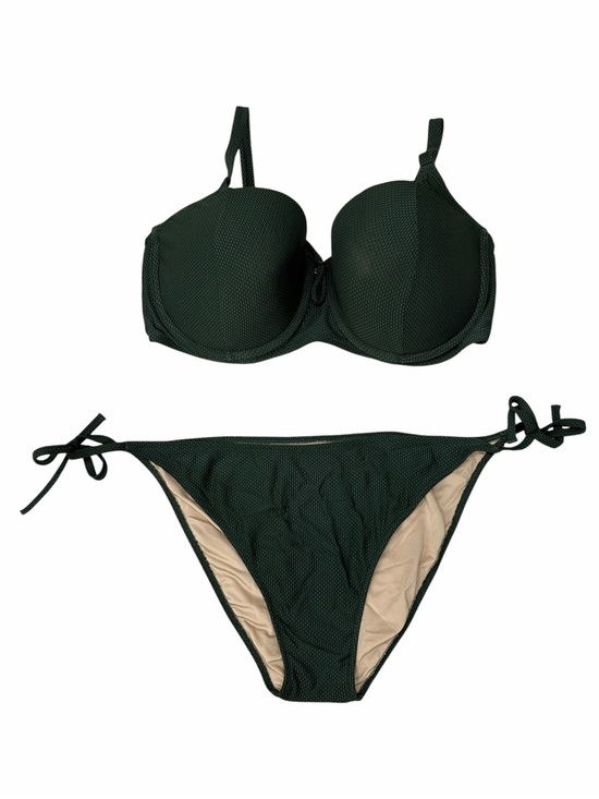 Shade & Shore Other - Shade & Shore Textured Bikini Set 38DD XL Dark Green Tie Side Swimwear